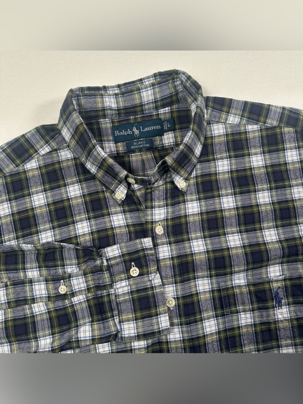 Ralph Lauren Blake Button Down Shirt Plaid 100% Cotton Classiccore Size Large